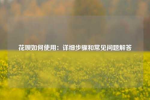 花呗如何使用：详细步骤和常见问题解答