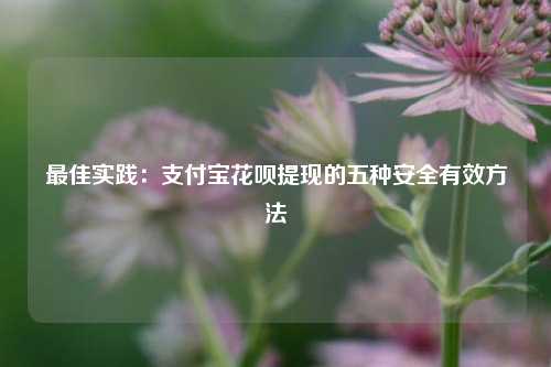 最佳实践：支付宝花呗提现的五种安全有效方法