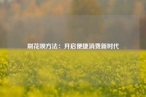 刷花呗方法：开启便捷消费新时代