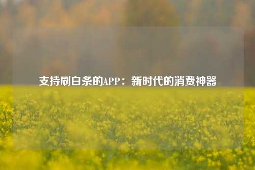 支持刷白条的APP：新时代的消费神器