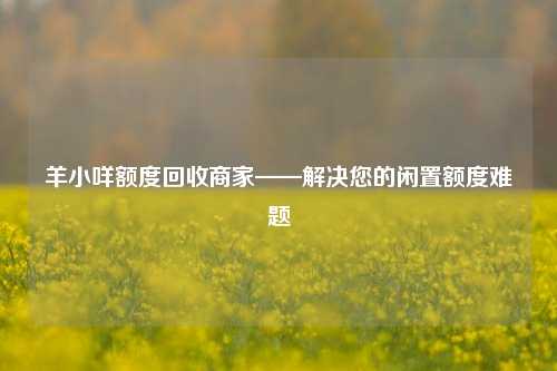 羊小咩额度回收商家——解决您的闲置额度难题