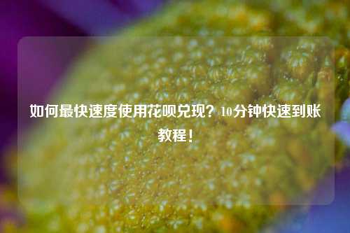 如何最快速度使用花呗兑现？10分钟快速到账教程！