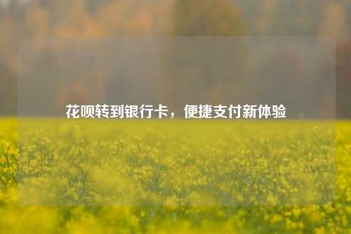 花呗转到银行卡，便捷支付新体验