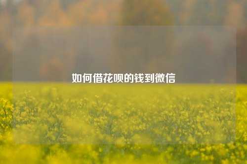 如何借花呗的钱到微信