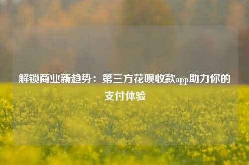 解锁商业新趋势：第三方花呗收款app助力你的支付体验