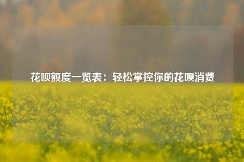 花呗额度一览表：轻松掌控你的花呗消费